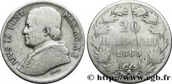 VATICAN ET ÉTATS PONTIFICAUX 20 Baiocchi Pie IX an XX 1865 Rome TB 