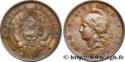 ARGENTINA 2 Centavos emblème / “Liberté” 1891  AU 