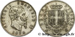 ITALIE 5 Lire Victor Emmanuel II 1870 Milan TTB 