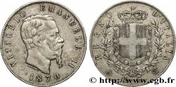 ITALIE 5 Lire Victor Emmanuel II 1870 Milan TB+ 