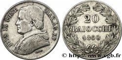 VATICAN AND PAPAL STATES 20 Baiocchi an XV 1860 Rome VF 