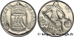 SAN MARINO 50 Lire vue des 3 chateaux / allégorie de la justice 1973 Rome - R