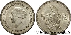 LUXEMBURGO 5 Francs Grande-Duchesse Charlotte 1929 