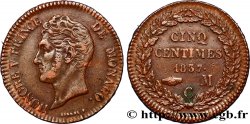MONACO 5 Centimes Honoré V petite tête en cuivre rouge 1837 Monaco TTB 