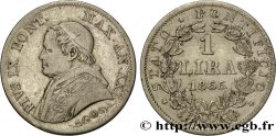 VATICAN ET ÉTATS PONTIFICAUX 1 Lire Pie IX type petit buste an XXI 1866 Rome TB+/TTB 