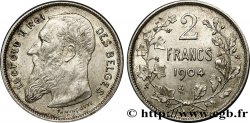 BELGIQUE - ROYAUME DE BELGIQUE - LÉOPOLD II 2 Francs légende française 1904  SUP 
