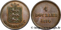 GUERNESEY 4 Doubles armes du baillage de Guernesey 1874  TTB 