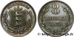 GUERNSEY 8 Doubles armes du baillage de Guernesey 1889 Heaton XF 