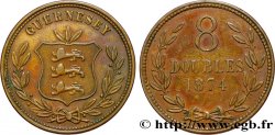 GUERNESEY 8 Doubles armes du baillage de Guernesey 1874 Heaton TTB 