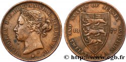 JERSEY 1/12 Shilling Reine Victoria / armes du Baillage de Jersey 1877 Heaton XF 