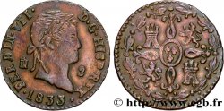 ESPAGNE 2 Maravedis Ferdinand VII 1833 Ségovie