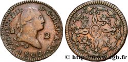 ESPAGNE 2 Maravedis Charles IIII 1802 Ségovie TB+ 