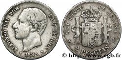 SPANIEN 2 Pesetas Alphonse XII / emblème couronné (1882) 1882  fSS 