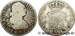 ESPAÑA 2 Reales Charles IIII / armes couronnée de Castille et Léon AI 1801 Madrid