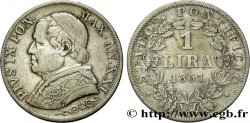 VATICAN ET ÉTATS PONTIFICAUX 1 Lire Pie IX an XXI 1867 Rome TTB 