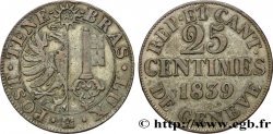 SWITZERLAND - REPUBLIC OF GENEVA 25 Centimes 1839 