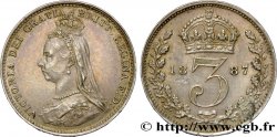 ROYAUME-UNI 3 Pence Victoria buste du jubilé 1887  SUP 
