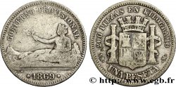ESPAGNE 1 Peseta monnayage provisoire (1869) avec mention “Gobierno Provisional” 1869 Madrid TB 
