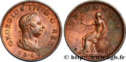 ROYAUME-UNI 1 Farthing Georges III tête laurée 1806  TTB 