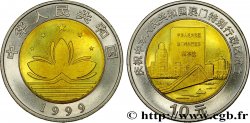 CHINA 10 Yuan Retour de Macao à la Chine : lotus stylisé / nouvelle constitution, pont Macao-Taipa et vue de la ville 1999 Shenyang