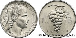 ITALY 5 Lire “Liberté” à la torche / grappe de raisin 1948 Rome - R AU 