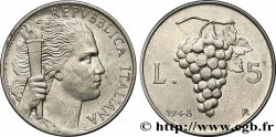 ITALIEN 5 Lire “Liberté” à la torche / grappe de raisin 1948 Rome - R fVZ 