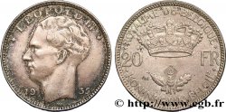 BELGIQUE 20 Francs Léopold III position B 1935  TTB 