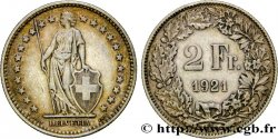 SUISSE 2 Francs Helvetia 1921 Berne TTB 