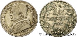 VATICAN ET ÉTATS PONTIFICAUX 20 Baiocchi Pie IX an XVII 1862 Rome TTB+ 