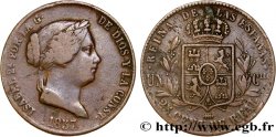ESPAGNE 25 Centimos de Real (Cuartillo) Isabelle II / écu couronné 1857 Ségovie TB 