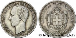 GREECE 1 Drachme Georges Ier 1874 Paris  XF 