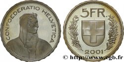 SUISSE 5 Francs Proof Berger des alpes / bouclier suisse 2001 Berne - B FDC 