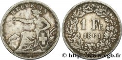 SUISSE 1 Franc Helvetia assise 1861 Berne TB/TB+ 