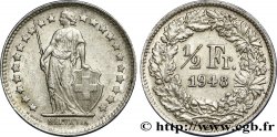 SUISSE 1/2 Franc Helvetia 1948 Berne