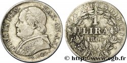 VATICAN AND PAPAL STATES 1 Lire Pie IX type grand buste an XXI 1866 Rome