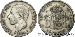 ESPAGNE 5 Pesetas Alphonse XII / emblème couronné (1884) 1884 Madrid TB+ 