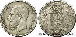 BELGIEN 5 Francs Léopold II 1865 