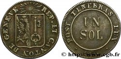 SUISSE - RÉPUBLIQUE DE GENÈVE 1 Sol 1833  TTB 