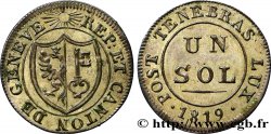 SUISSE - RÉPUBLIQUE DE GENÈVE 1 Sol 1819  TTB+ 