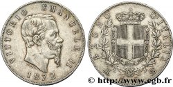 ITALIE 5 Lire Victor Emmanuel II 1872 Milan TTB 