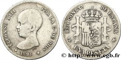ESPAGNE 1 Peseta Alphonse XIII buste bébé  1891 Madrid TB 