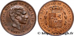 SPAIN 5 Centimos Alphonse XII 1878 Oeschger Mesdach & CO AU 