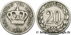 GRÈCE 20 Lepta 1894 Paris - A TB+ 