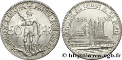 BELGIUM 50 Francs Exposition de Bruxelles et centenaire des chemins de fer belges, légende française 1935 
