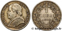 VATICAN AND PAPAL STATES 1 Lire Pie IX 1868 Rome XF 