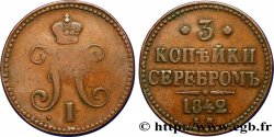 RUSSIE 3 Kopecks monogramme Nicolas Ier 1842 Ekaterinbourg TB 