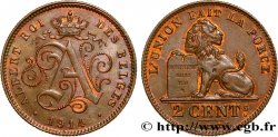 BELGIQUE 2 Centimes monogramme d’Albert Ier légende française 1914  SUP 