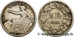 SUISSE 1/2 Franc Helvetia 1850 Paris B+ 