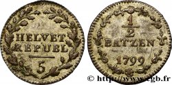 SUISSE - RÉPUBLIQUE HELVÉTIQUE 1/2 Batzen 1799 Berne TB+ 