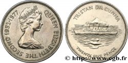 TRISTAN DA CUNHA 25 Pence 25e anniversaire du couronnement d’Elizabeth II 1977  SUP 